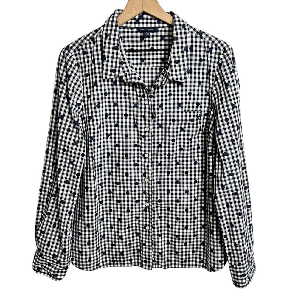 Tommy Hilfiger Blue Polka Dot Long Sleeve Size XL New